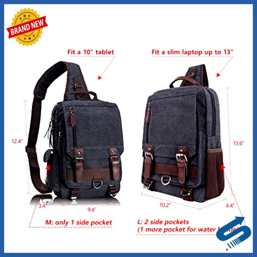 Retro Canvas Messenger Bag Crossbody Sling Vintage Unisex Travel Daypack - Picture 5 of 7